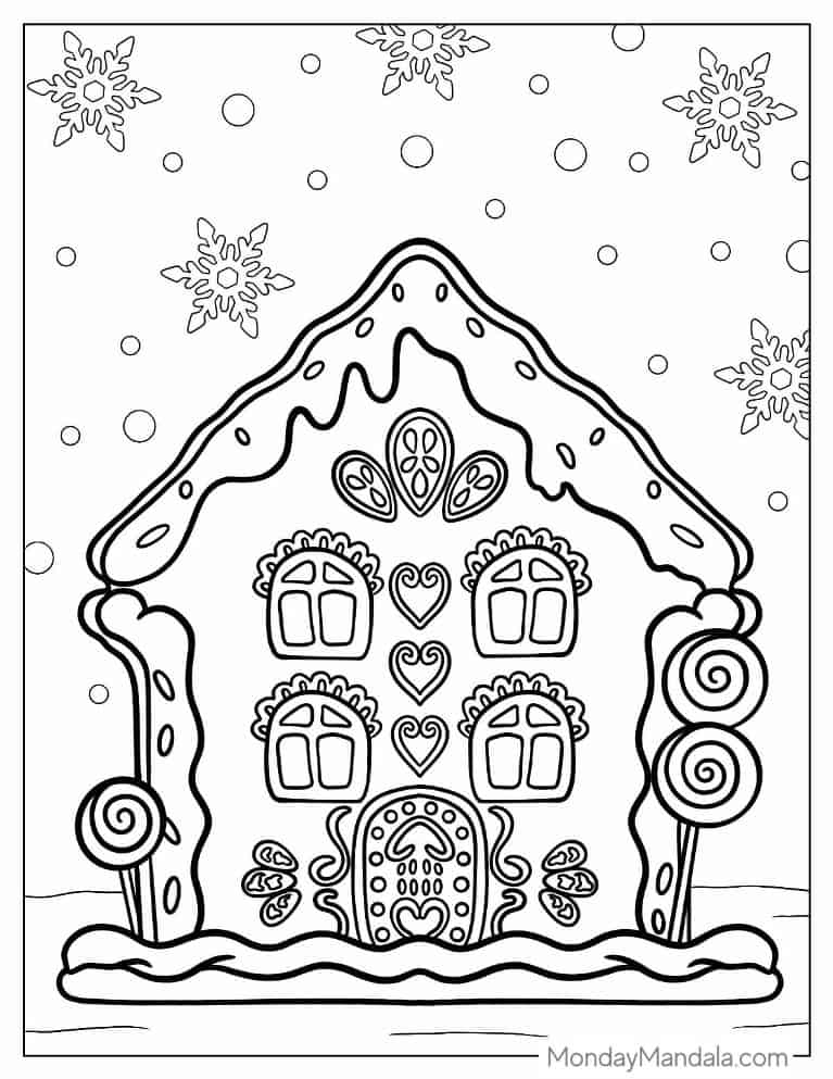 Christmas coloring page of Cute Gingerbread House coloring page