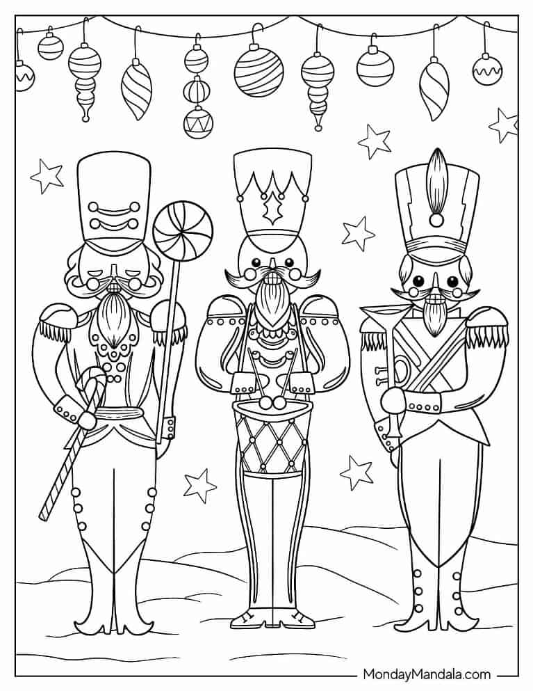Christmas coloring page of Detailed Christmas Nutcrackers coloring page
