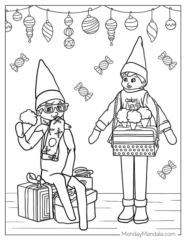 Christmas coloring page of Detailed Elf On The Shelf coloring page