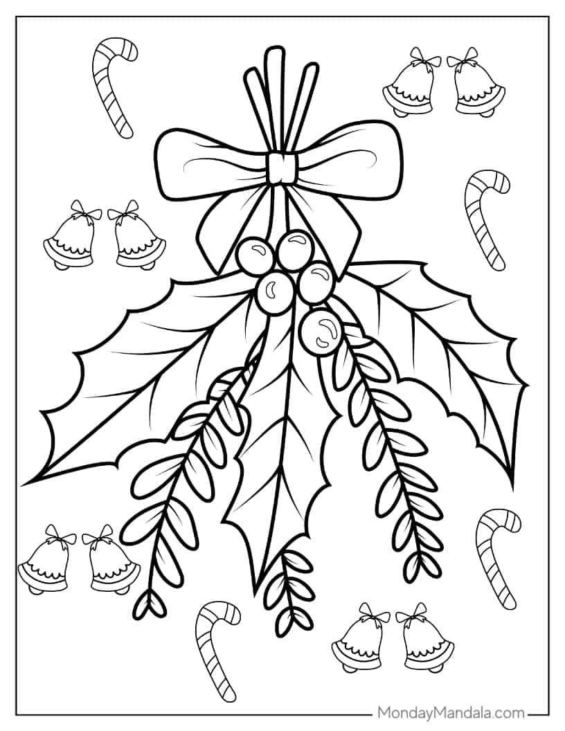 Christmas coloring page of Detailed Mistletoe coloring page