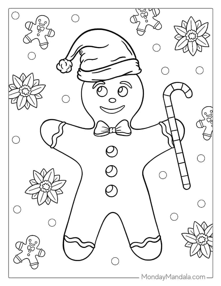 Christmas coloring page of Easy Gingerbread Man coloring page