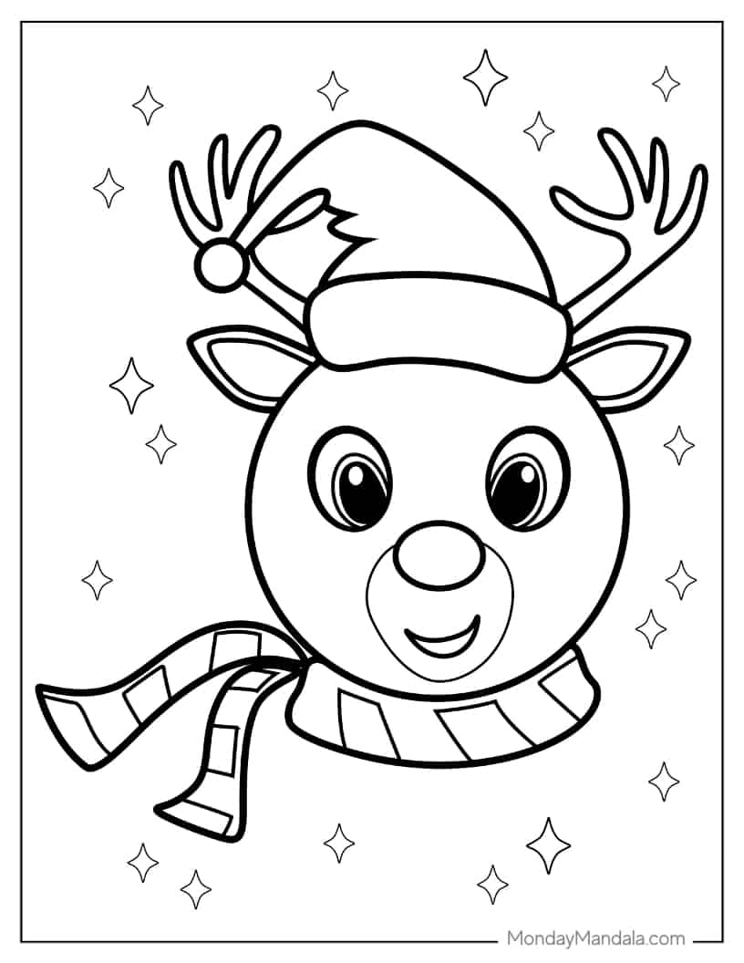 Christmas coloring page of Easy Rudolph coloring page