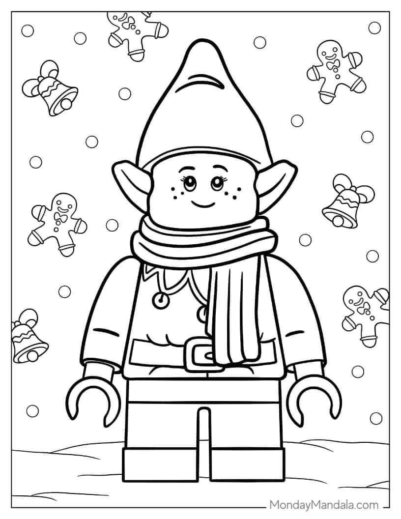 Christmas coloring page of  Lego Christmas Elf coloring page