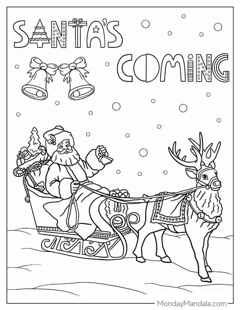 Christmas coloring page of Of Santa And Rudolph On Christmas Day coloring page