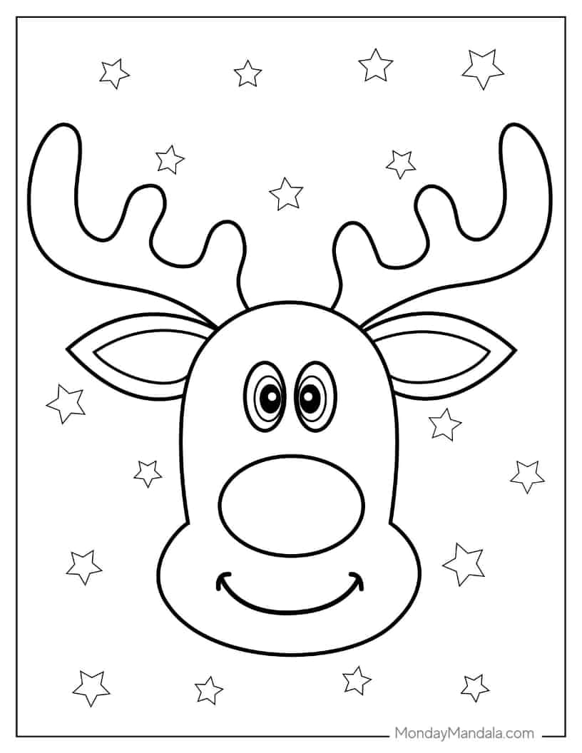 Christmas coloring page of Outline Of Rudolph Face coloring page