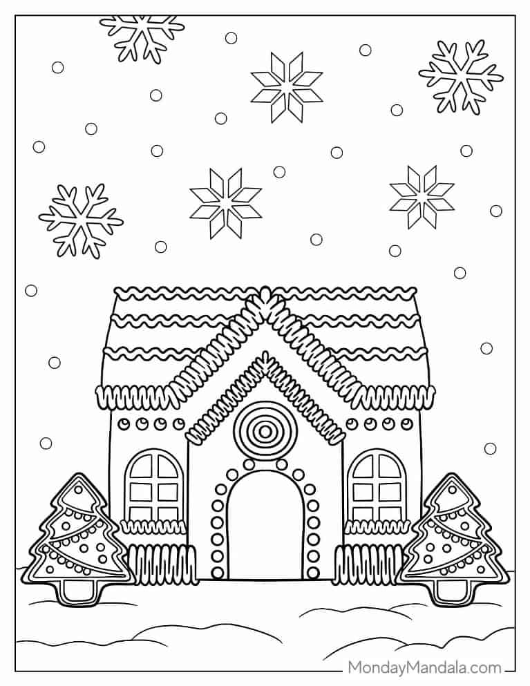 Christmas coloring page of Realistic Gingerbread House coloring page