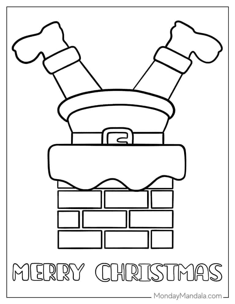 Christmas coloring page of Santa Claus Stuck In Chimney coloring page