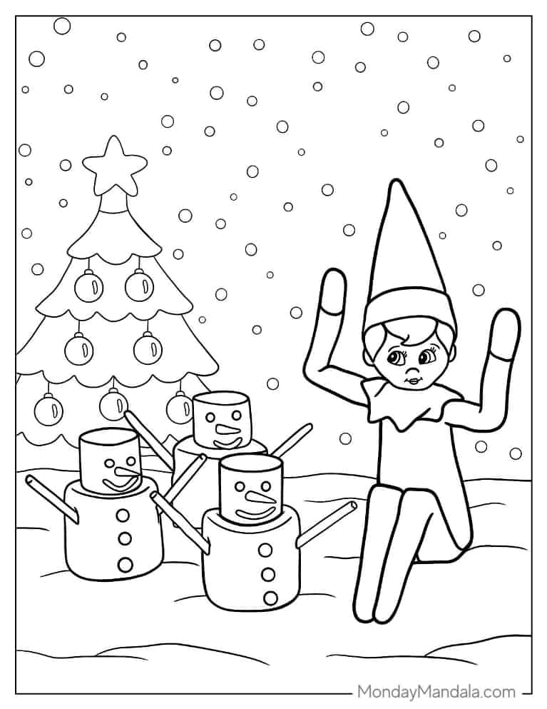 Christmas coloring page of Simple Elf On The Shelf coloring page