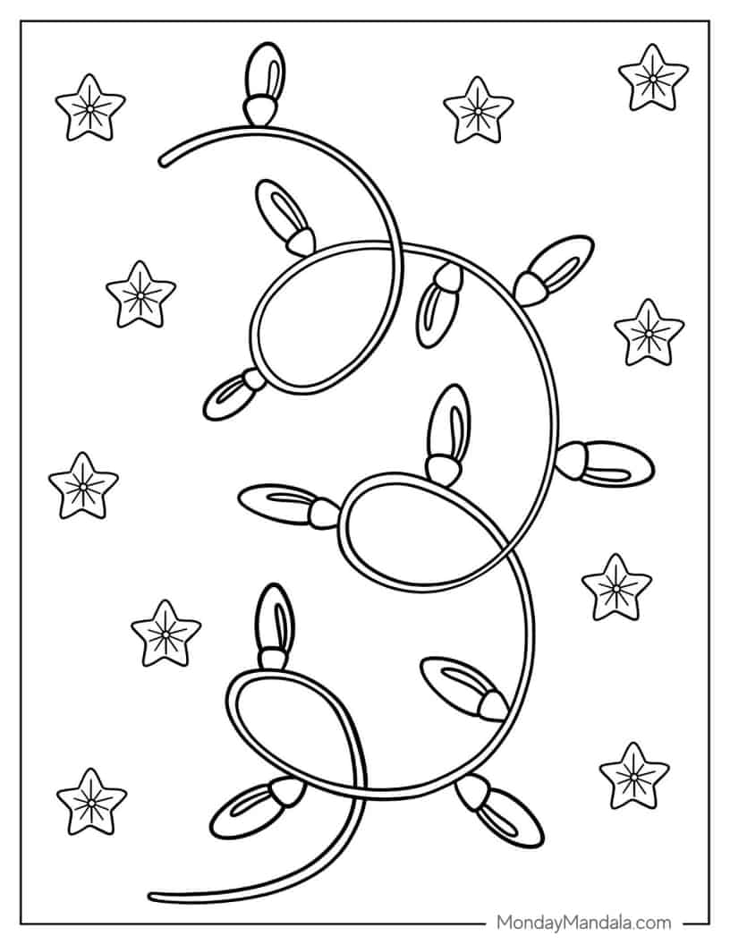 Christmas coloring page of Twirly Christmas Lights coloring page