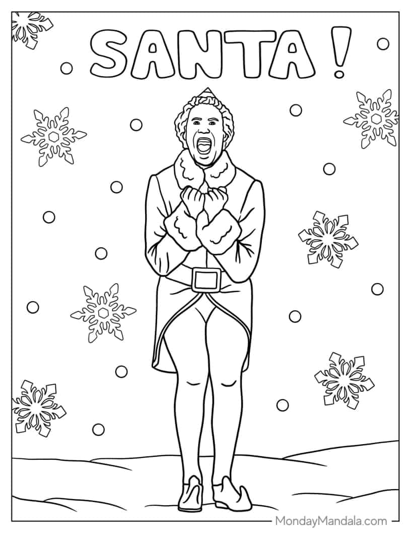 Christmas coloring page of Will Ferell As Buddy In Christmas Elf Movie coloring page