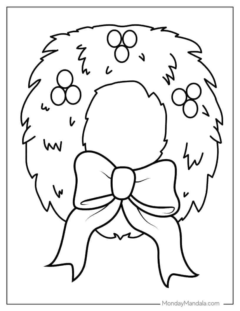 Christmas coloring page of Wreath For Preschoolers coloring page
