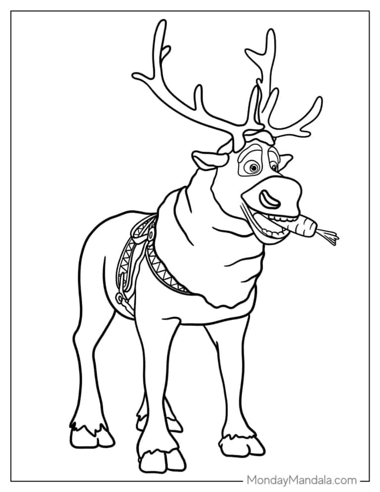 Christmas coloring pages of Sven The Reindeer From Frozen coloring page