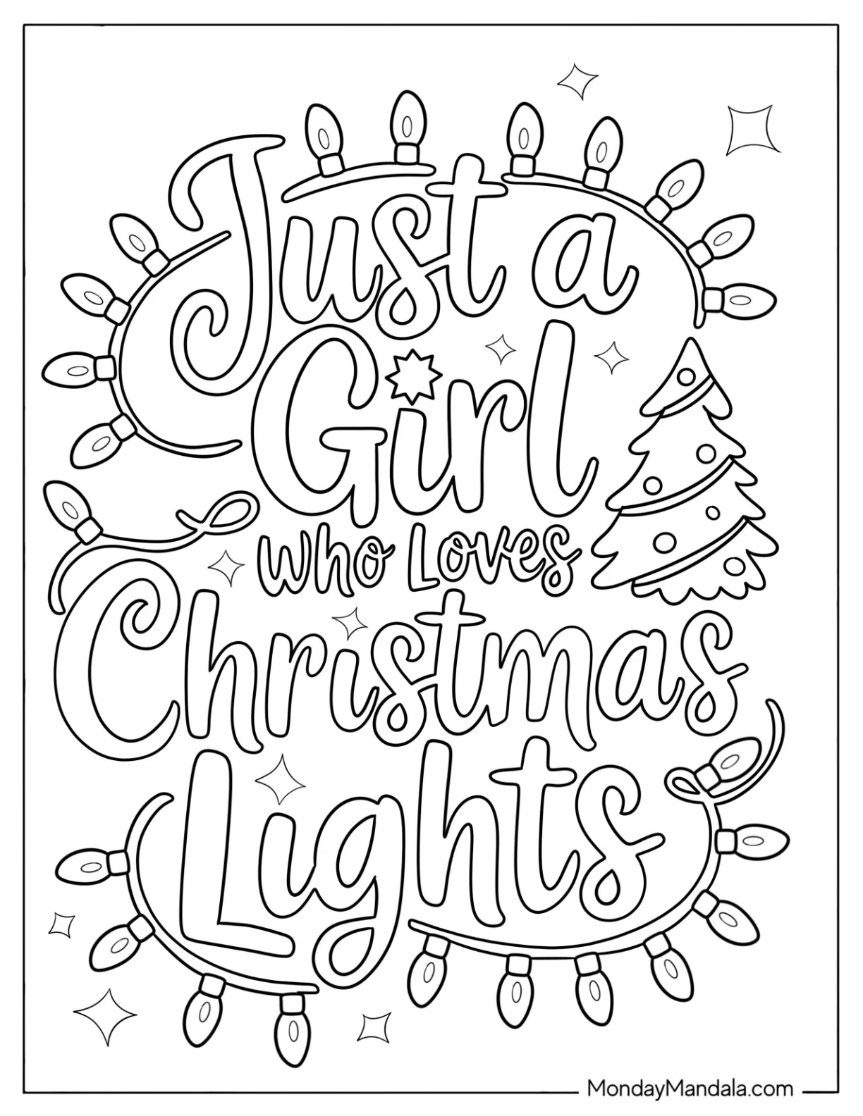 Just a Girl Who Loves Christmas Lights coloring page