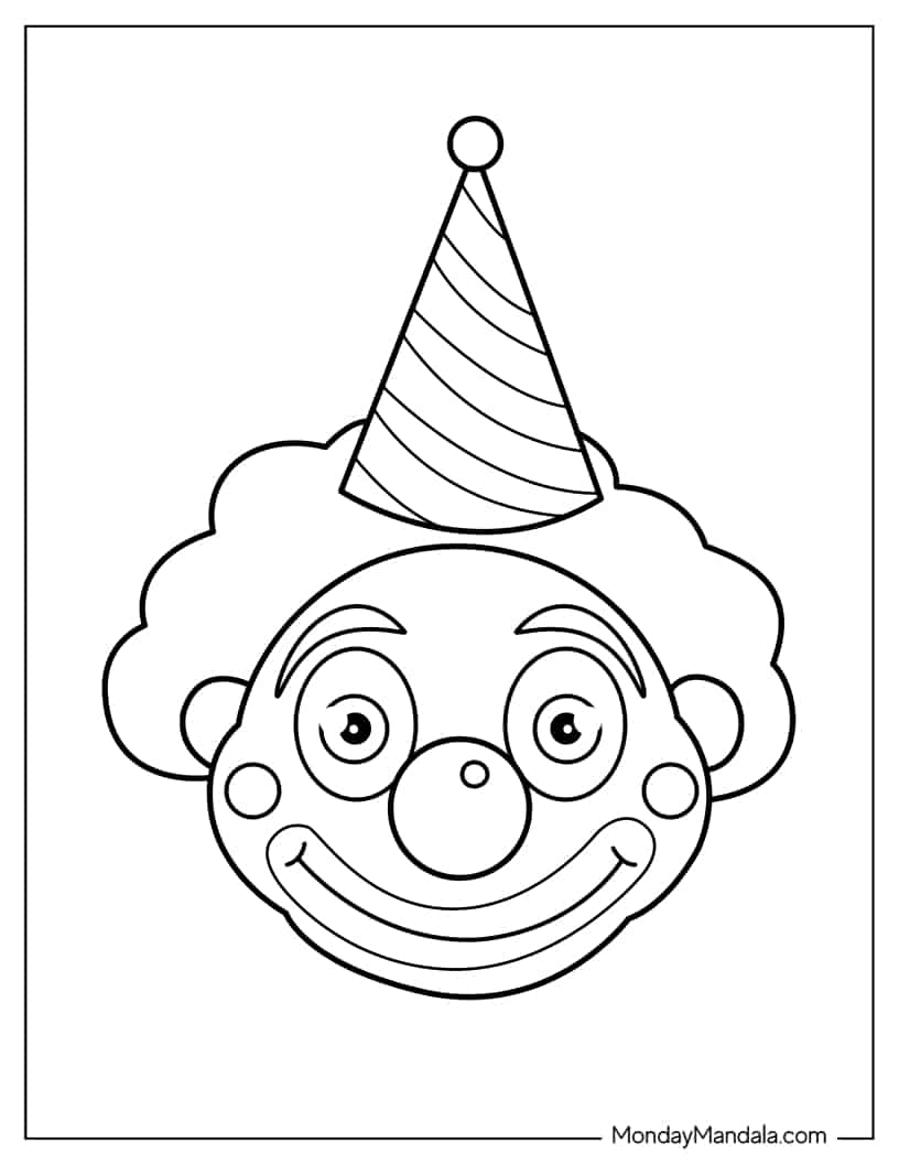 Clown Face for Preschoolers coloring page