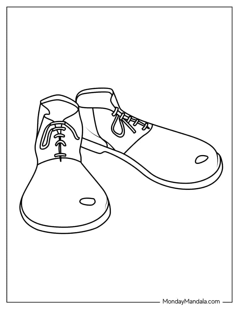 Clown Shoes for Preschoolers to Color coloring page — printable line art