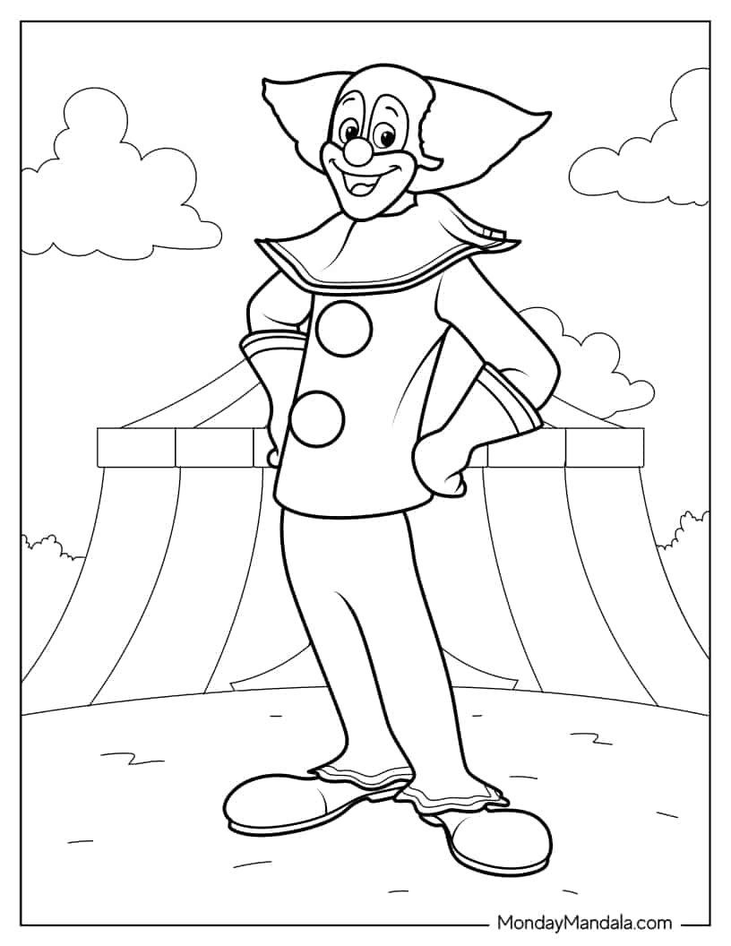 Coloring Sheet of Clown From Circus coloring page — printable line art