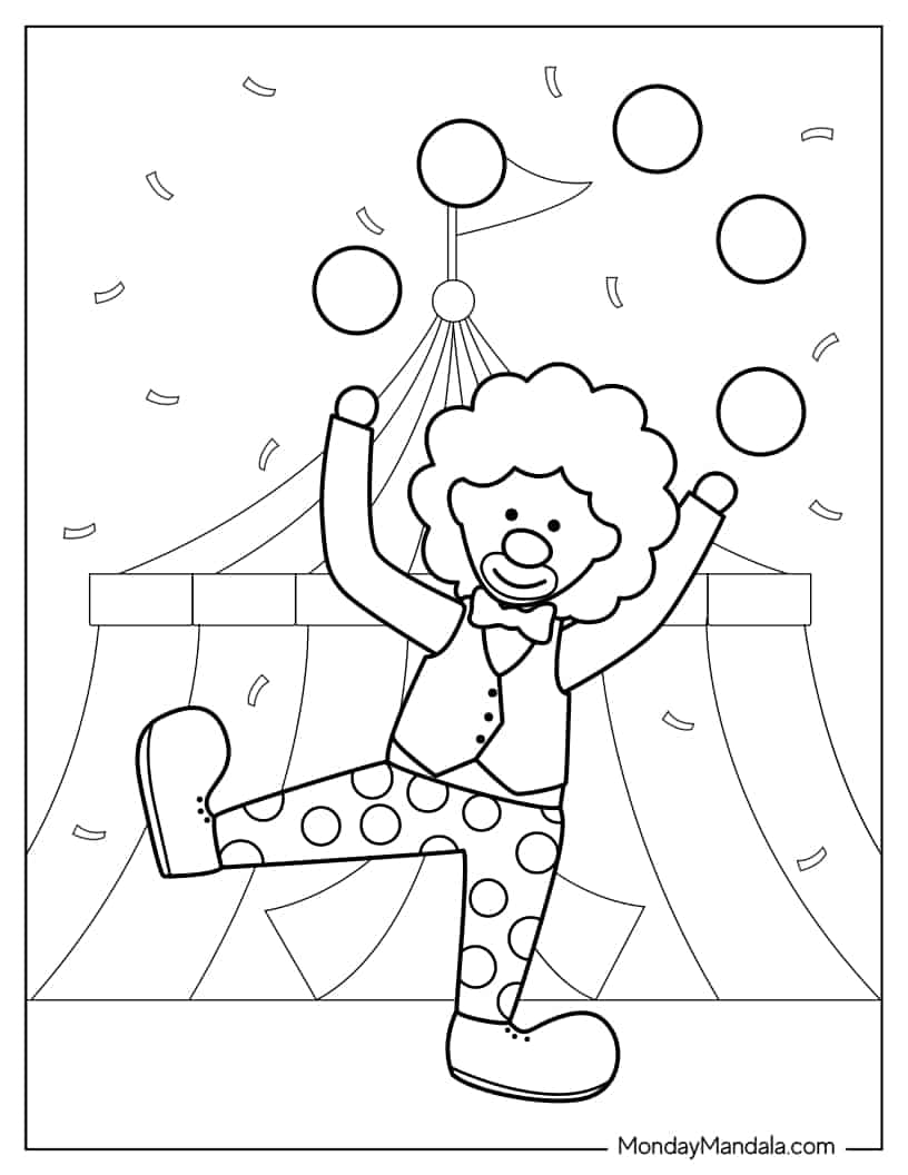 Easy Coloring Page of Clown for Preschoolers coloring page