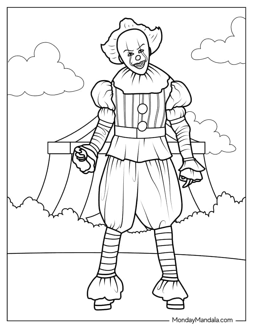 Easy Outline of Pennywise from IT coloring page