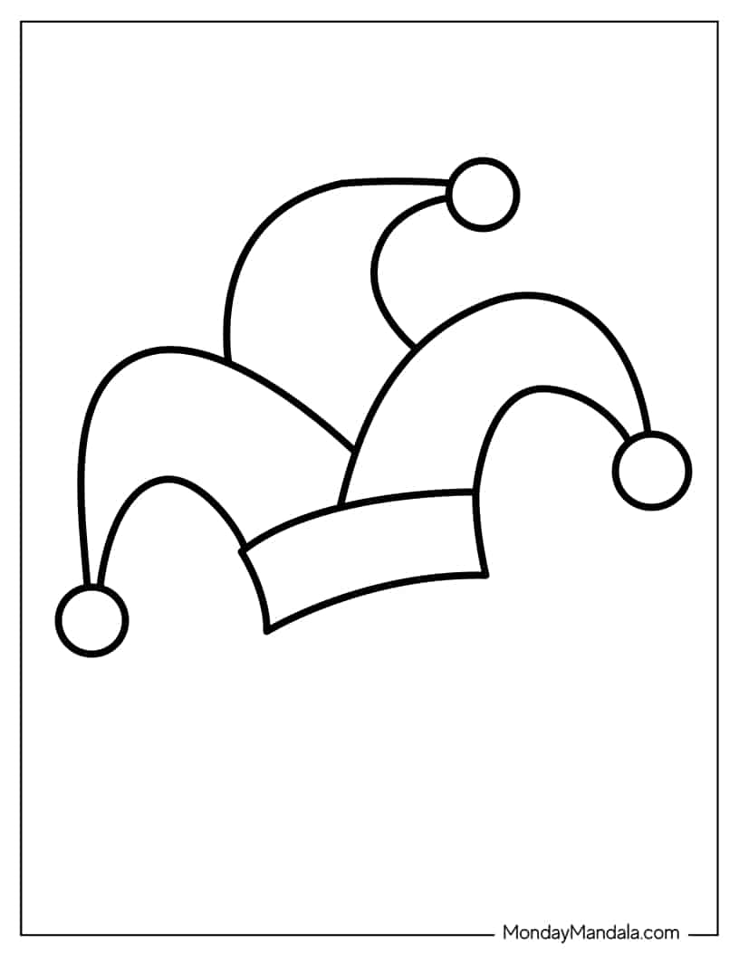 Jester Hat coloring page — printable line art
