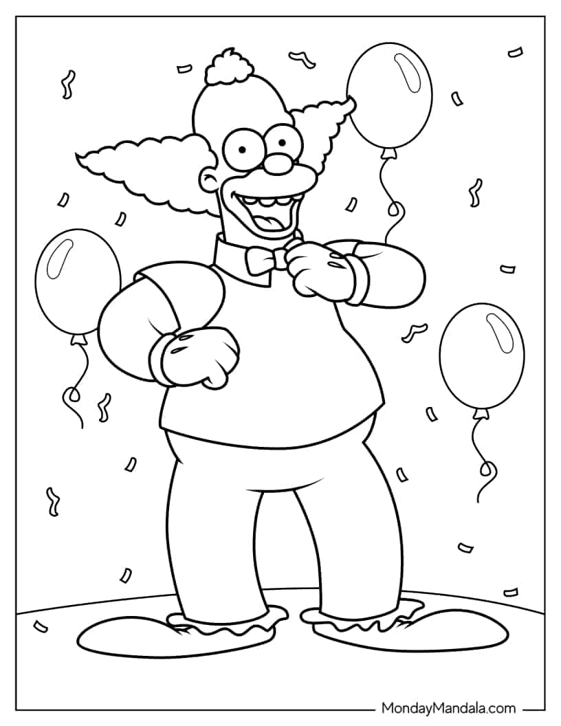Krusty the Clown from The Simpsons coloring page
