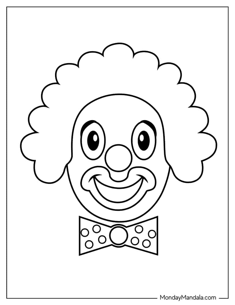 Outline of Clown Face to Color coloring page