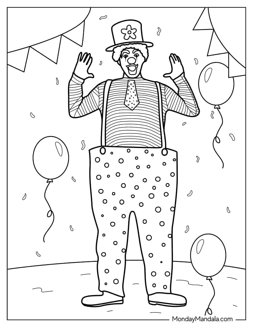 Party Clown with Big Pants Coloring In coloring page