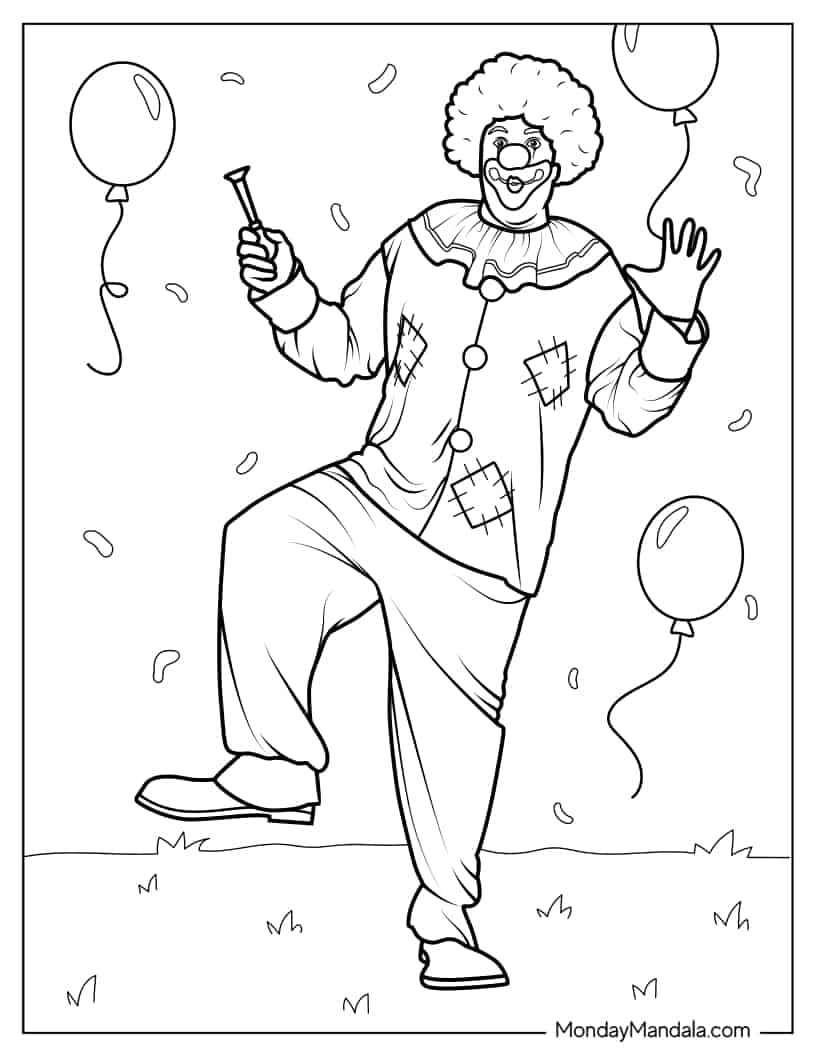 Realistic Clown Dancing coloring page