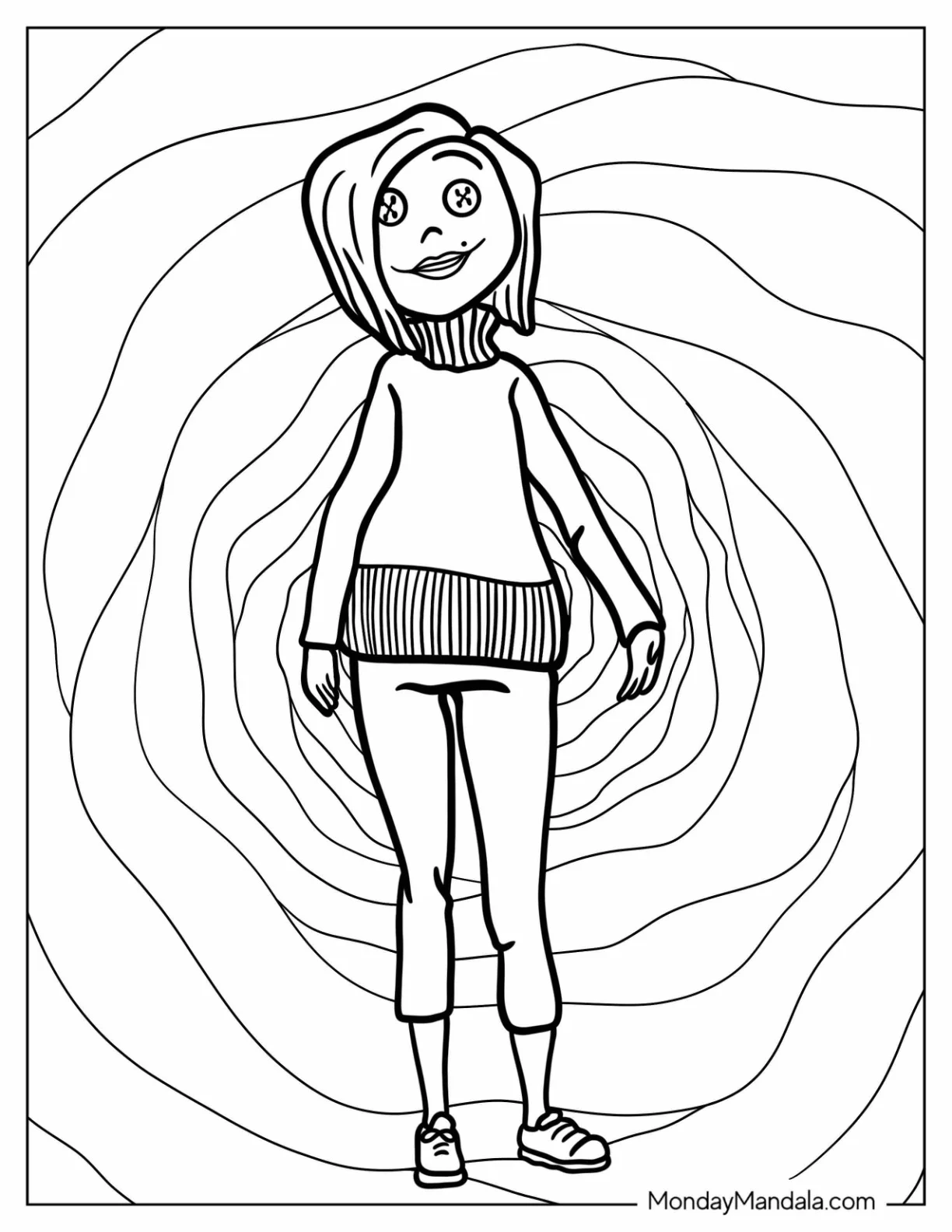 Coraline Coloring Page Of Creepy Other Mother coloring page — printable line art