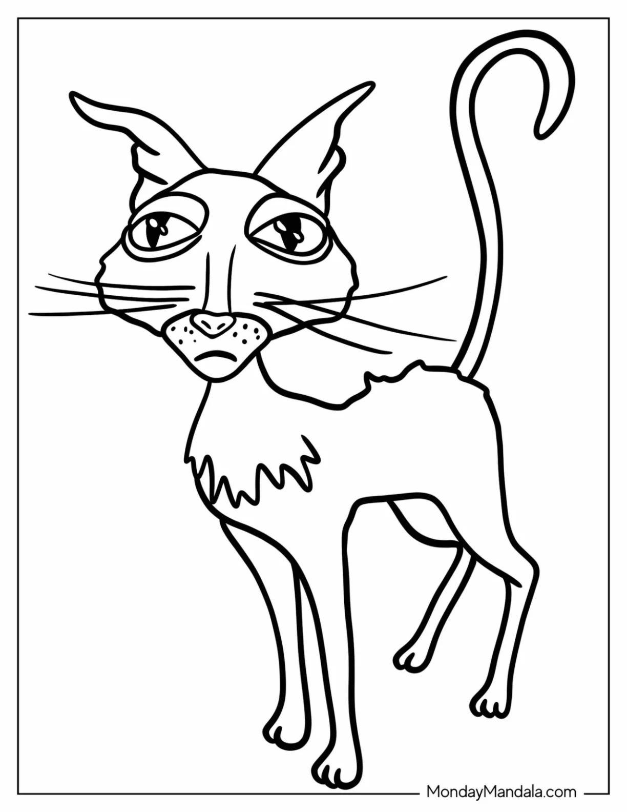 Coraline Coloring Page Of Easy Cat Outline For Kids coloring page