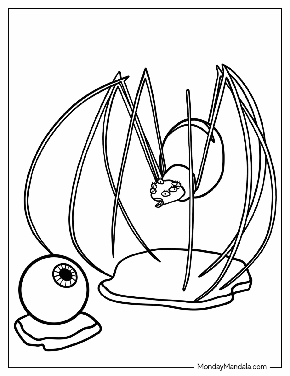 Corpse Bride Coloring Page Of Black Widow With Eyeball coloring page — printable line art