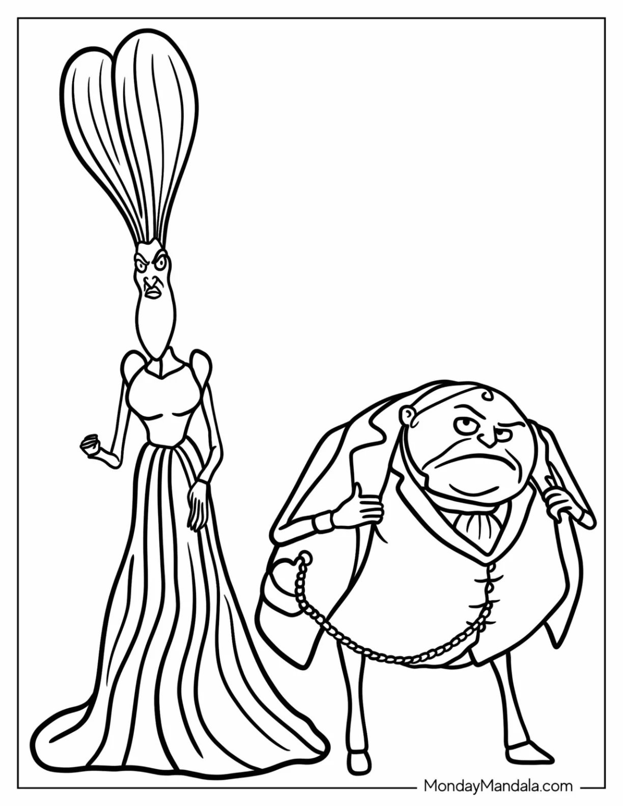 Corpse Bride Coloring Page Of Maudeline And Finis Everglot coloring page — printable line art