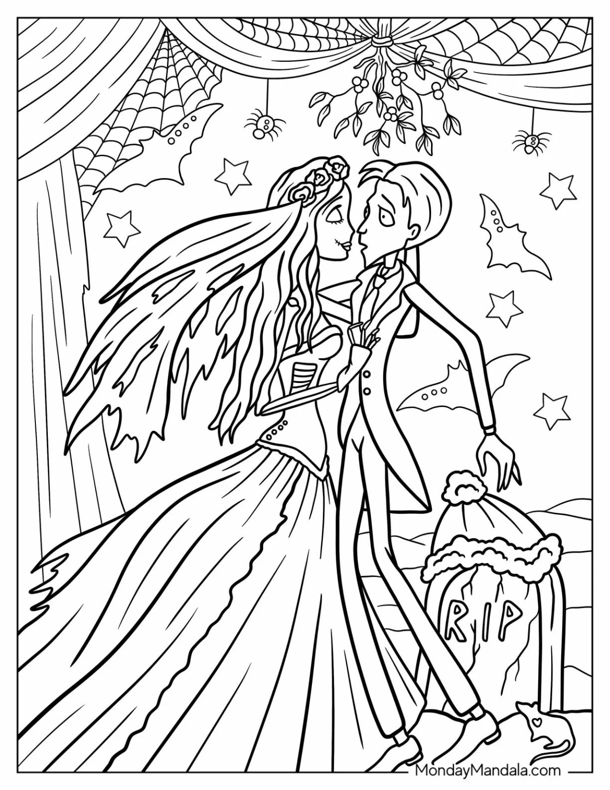 Emily The Corpse Bride Coloring Page With Victor Van Dort coloring page