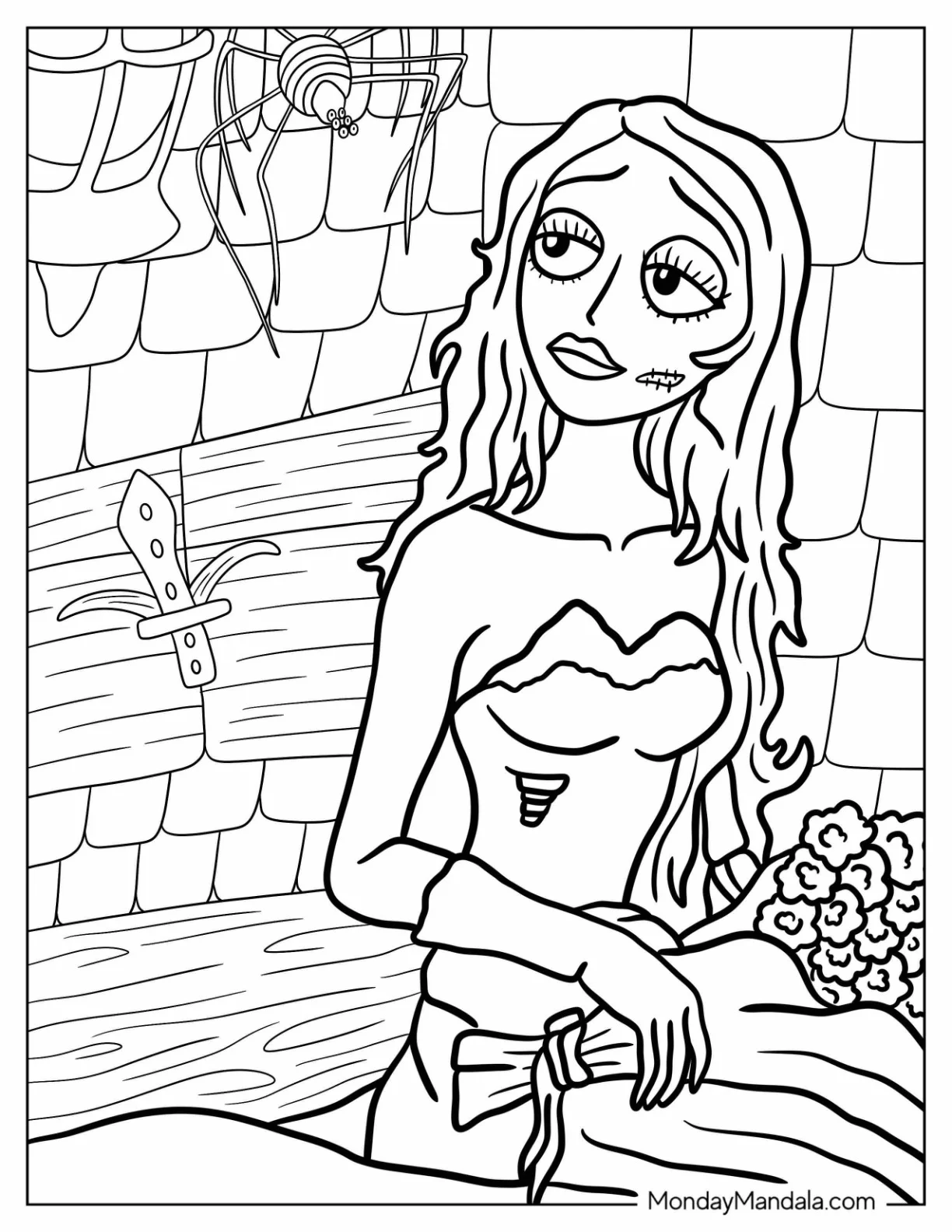 Sad Emily Corpse Bride Coloring Page For Kids coloring page