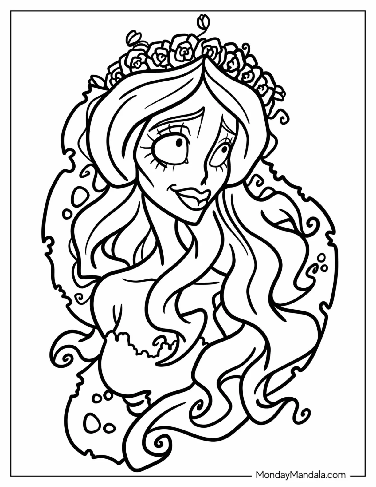 Simple Emily Corpse Bride Coloring Page For Kids coloring page