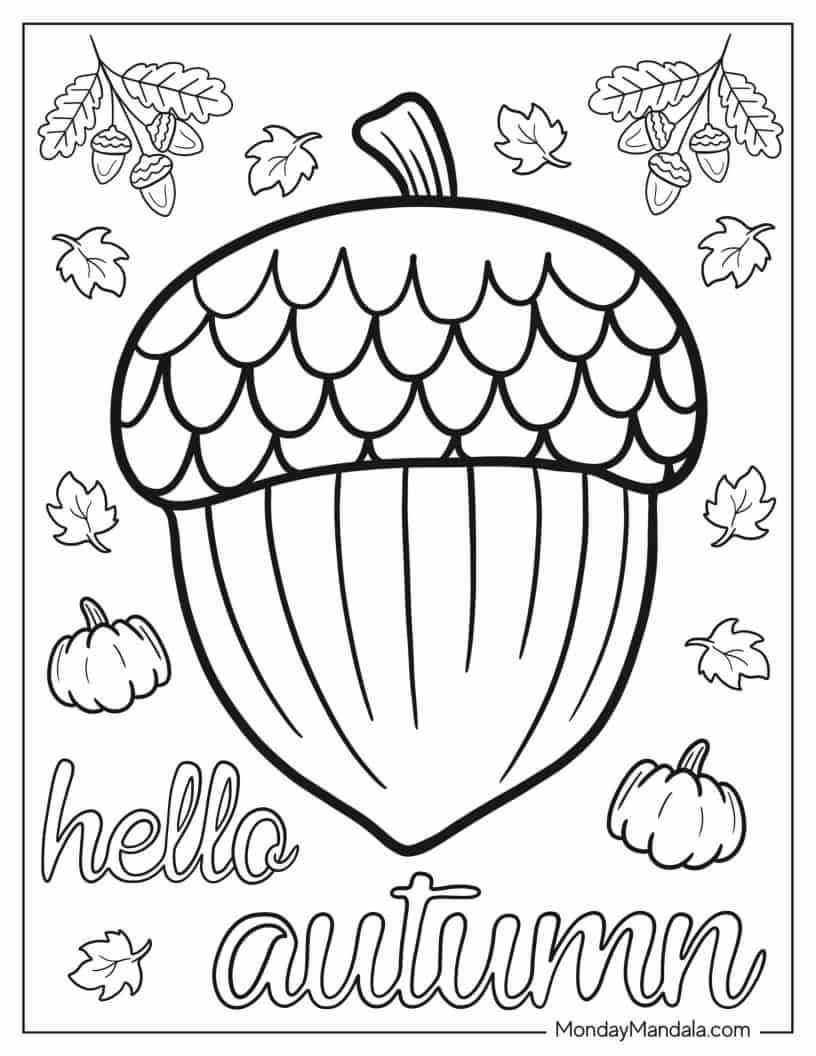Easy Acorn Coloring Page For Kids coloring page