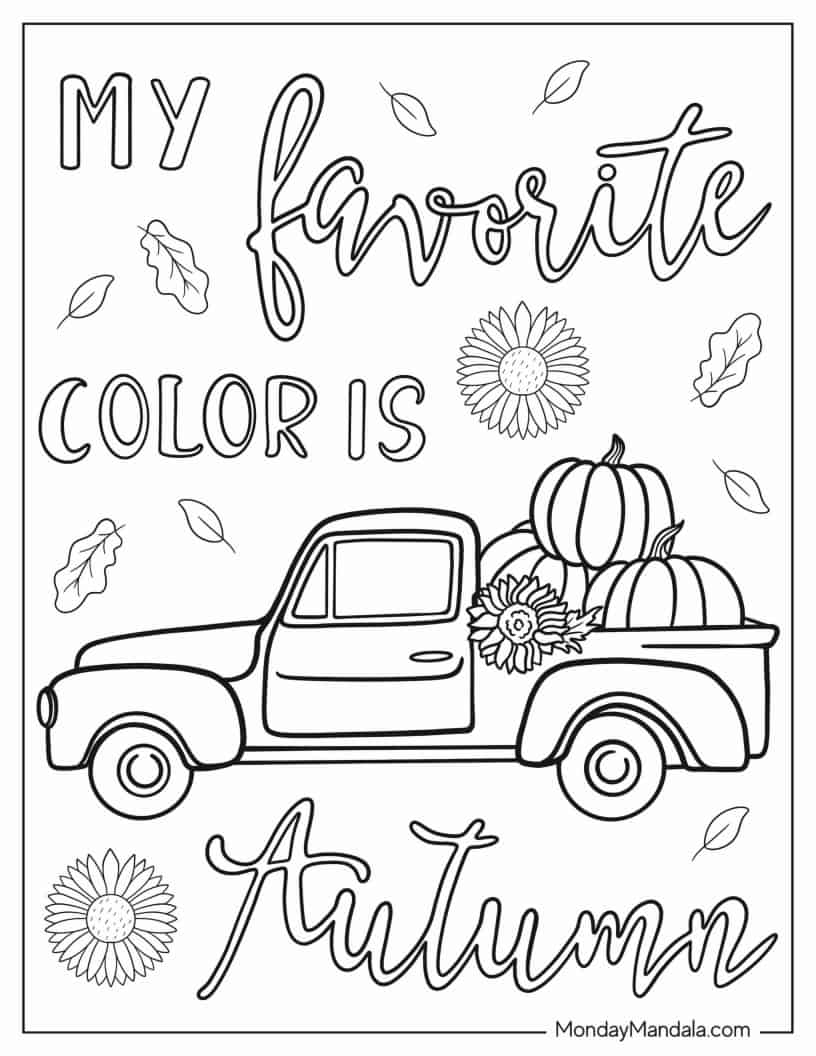 Farmers Truck With Large Pumpkins Coloring Sheet coloring page
