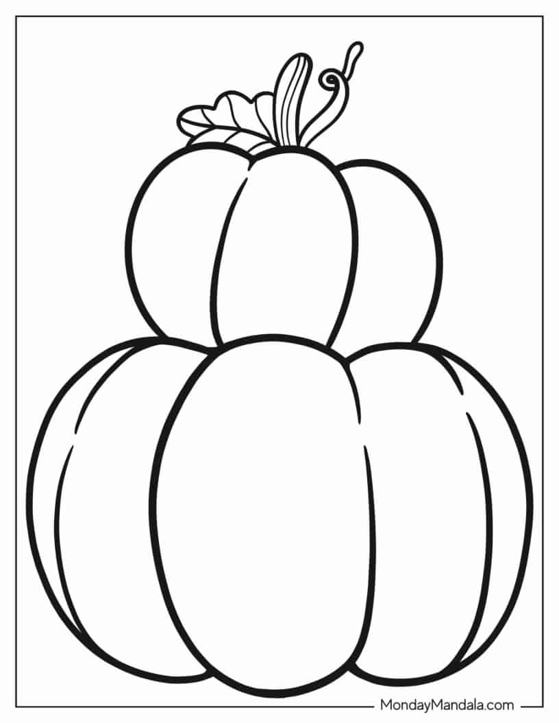 Small Pumpkin On Top Of Large Pumpkin Coloring Page coloring page — printable line art