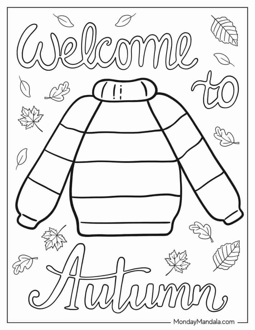 Welcome To Autumn Sweater coloring page