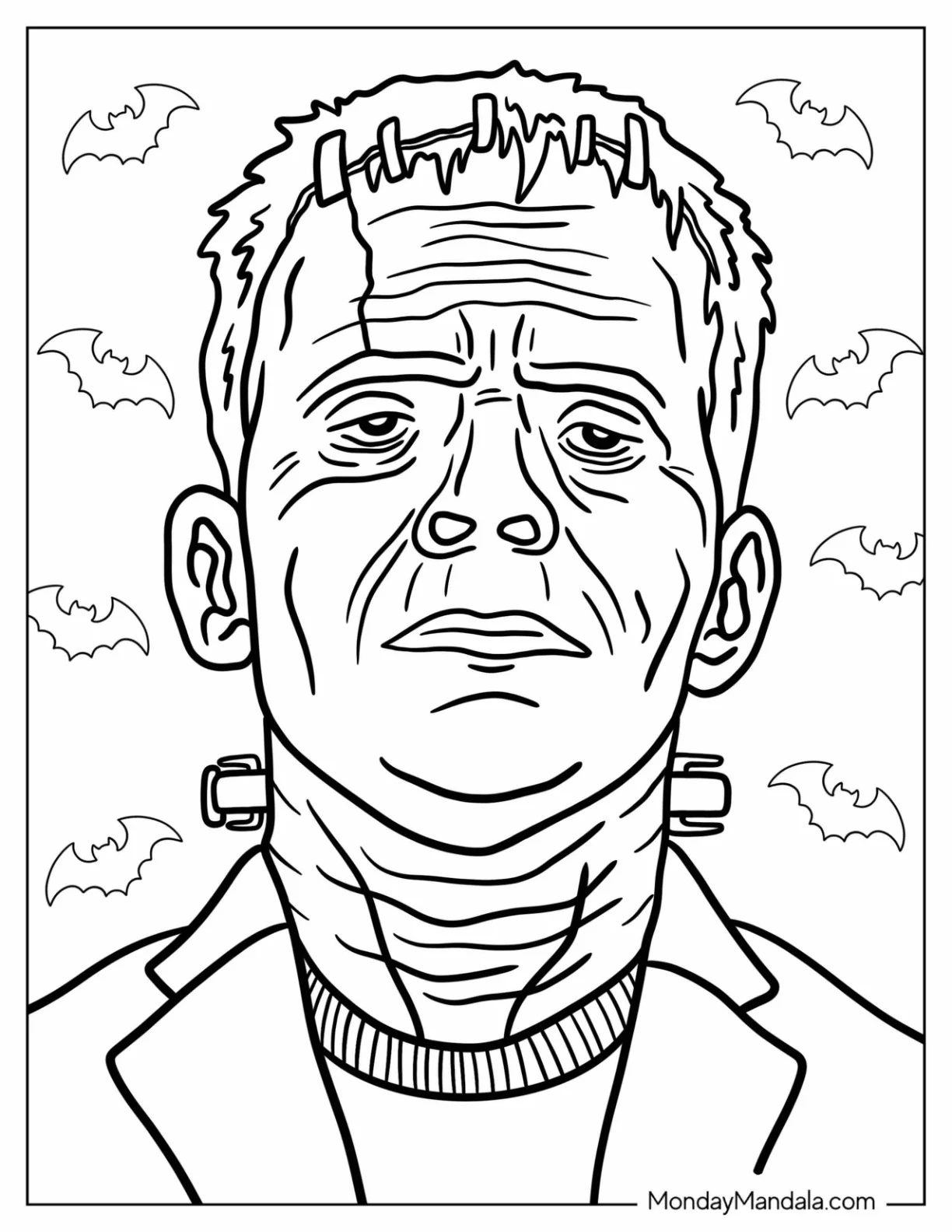 Easy Frankenstein Coloring Page For Kids coloring page — printable line art