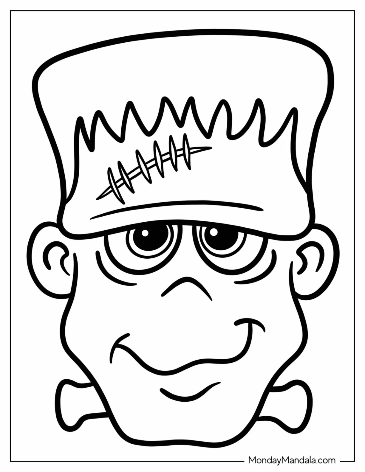 Frankenstein Coloring Page Face coloring page — printable line art