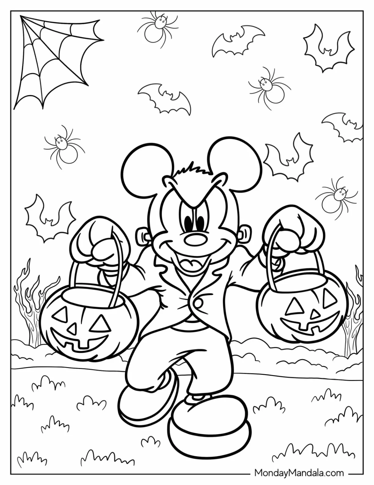 Mickey Mouse Frankenstein Coloring Page On Halloween coloring page