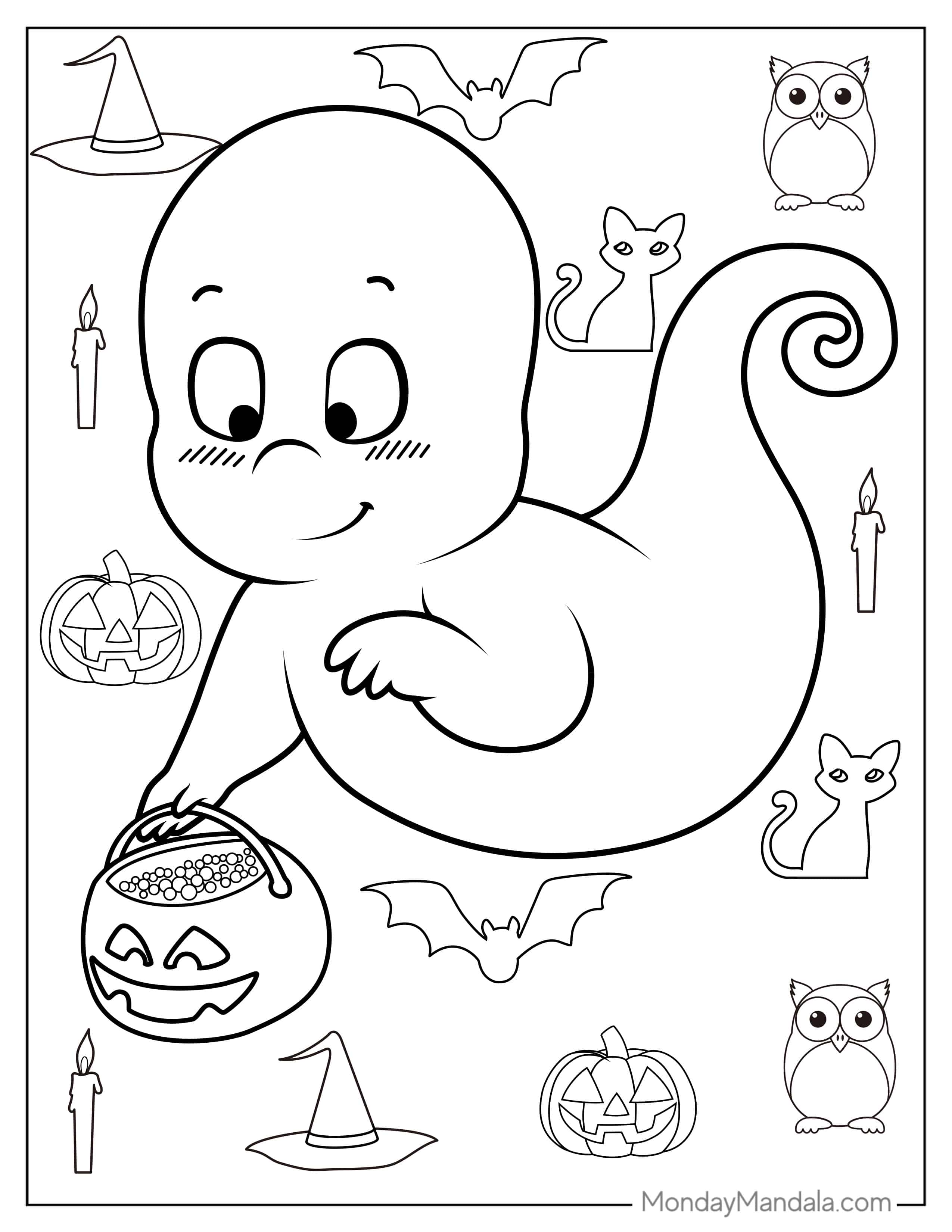 Cute-Casper-The-Ghost-Coloring-Sheet coloring page