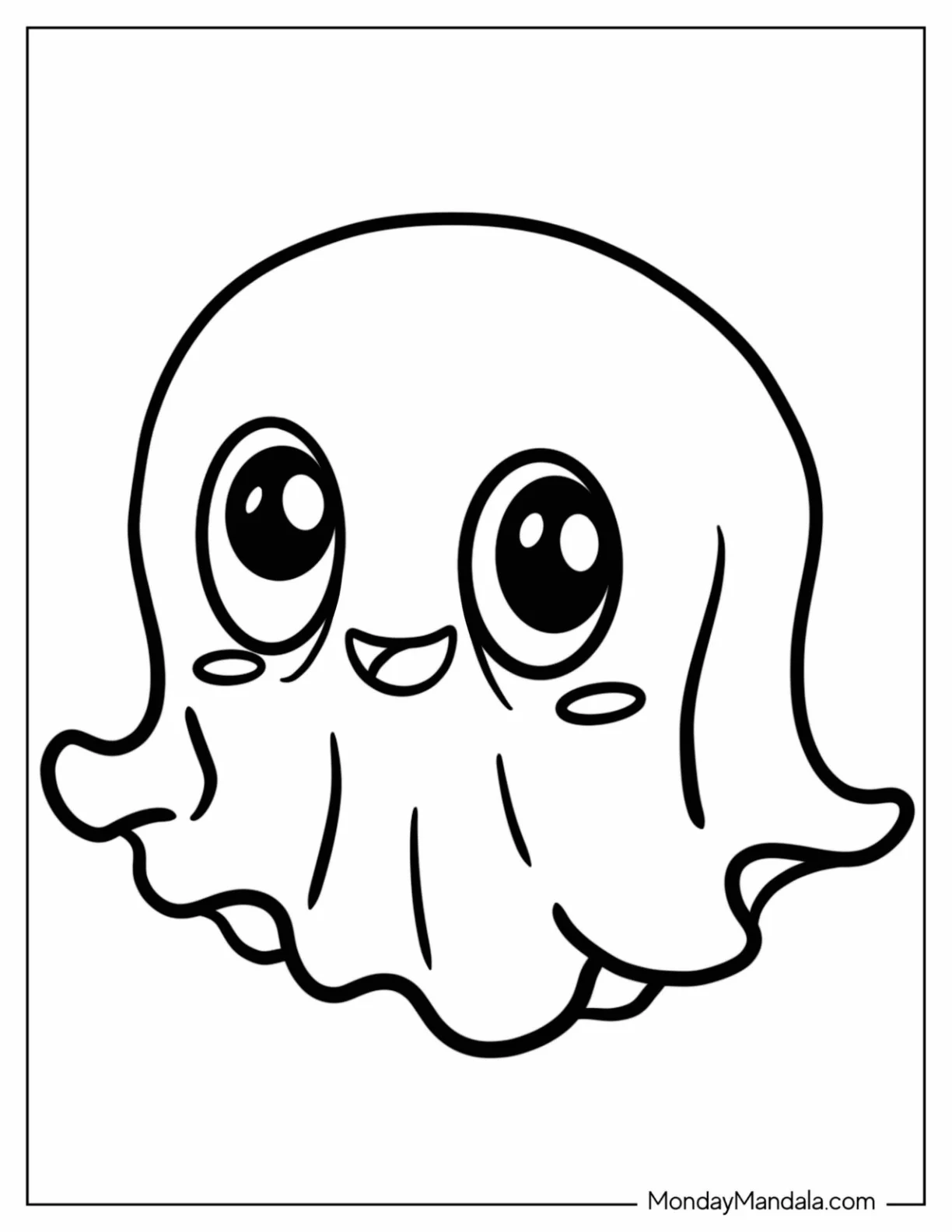 Cute Chibi Ghost Coloring Page For Preschoolers coloring page — printable line art