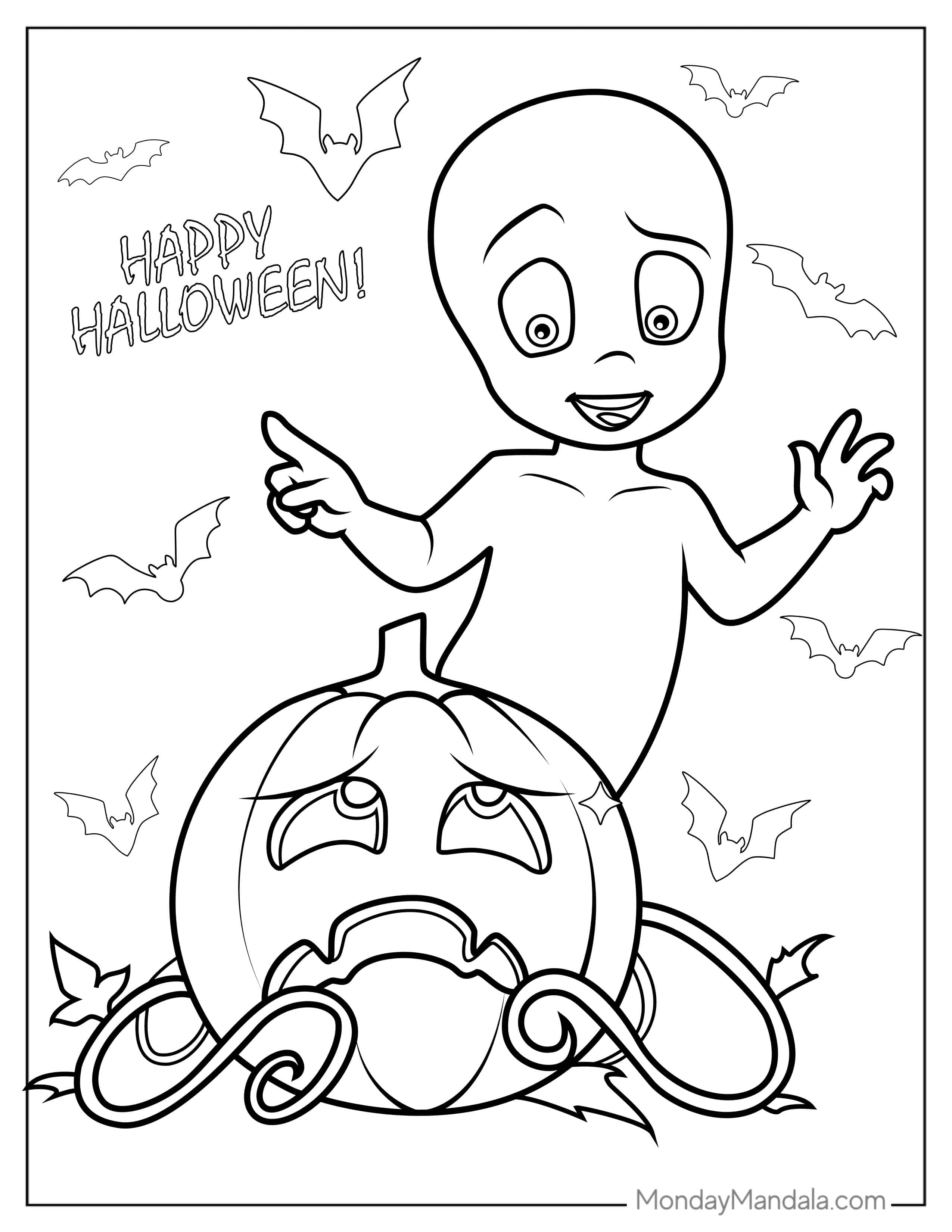 Happy-Halloween-Casper-Coloring-Page coloring page