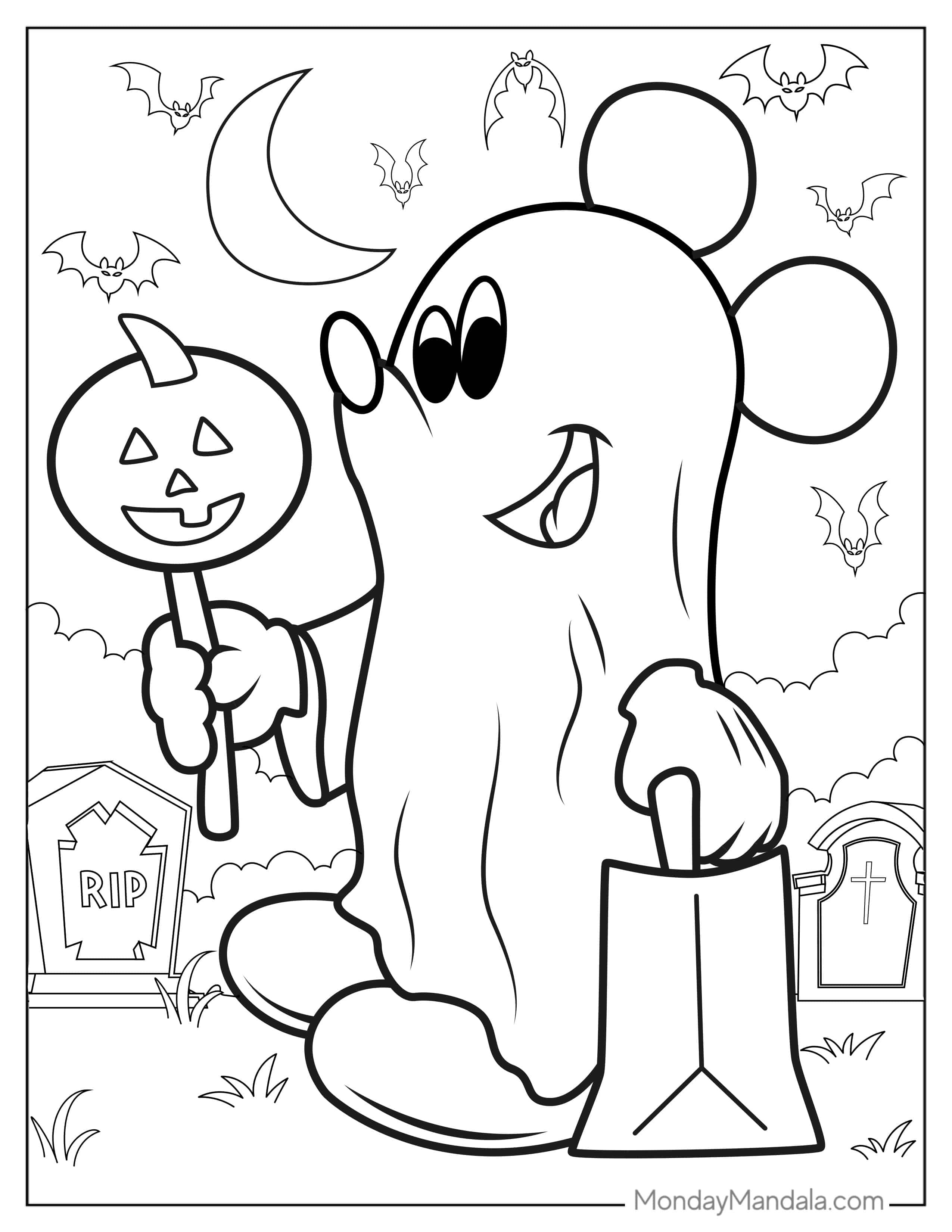 Mickey-Mouse-Ghost-Coloring-Sheet coloring page — printable line art