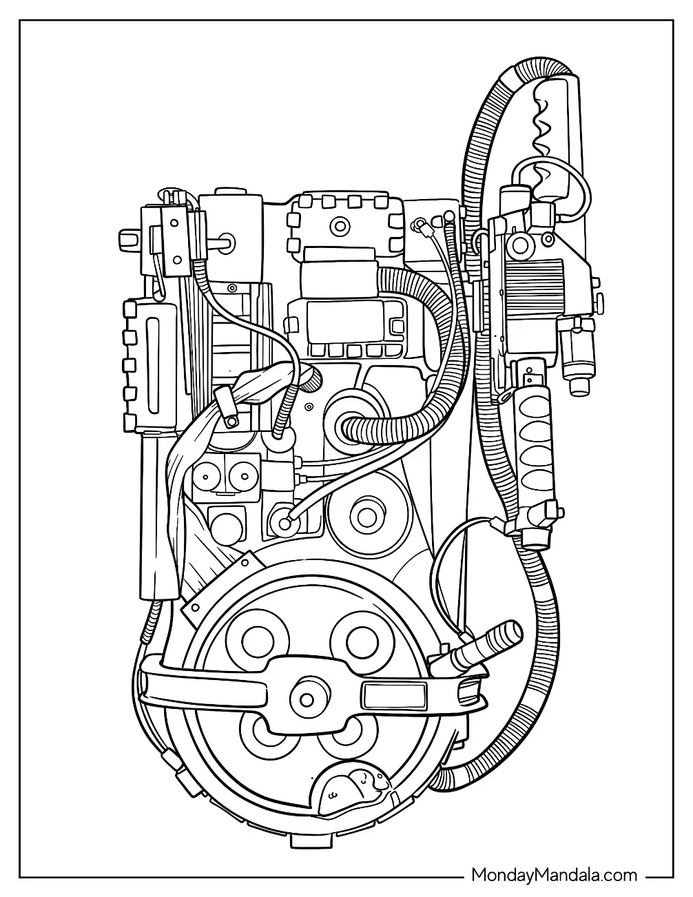 Detailed Proton Pack Ghostbusters Coloring Page coloring page