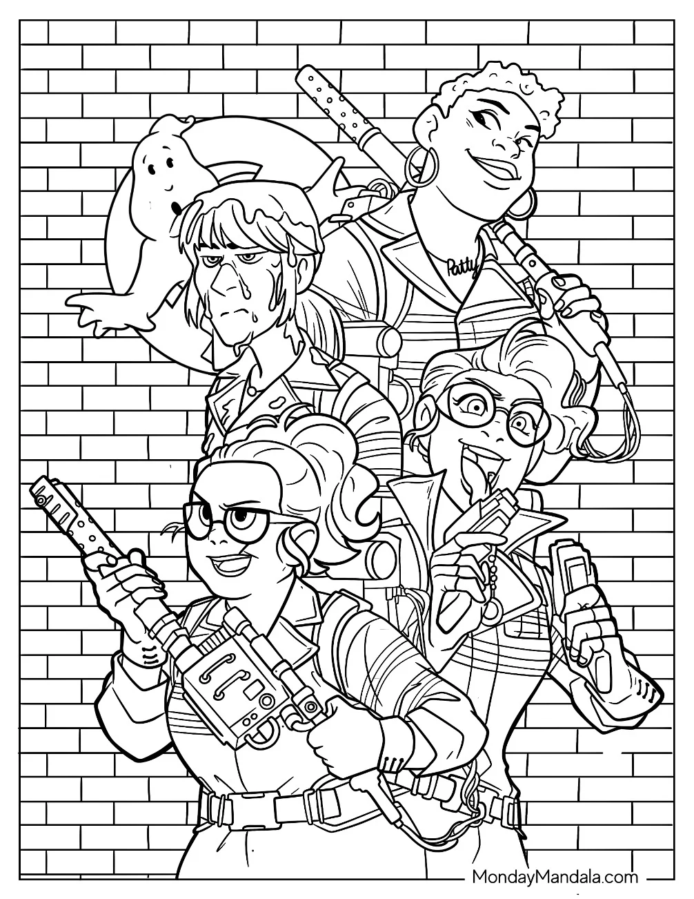 Female Ghostbusters Coloring Page Yates, Gilbert, Holtzmann, And Tolan coloring page