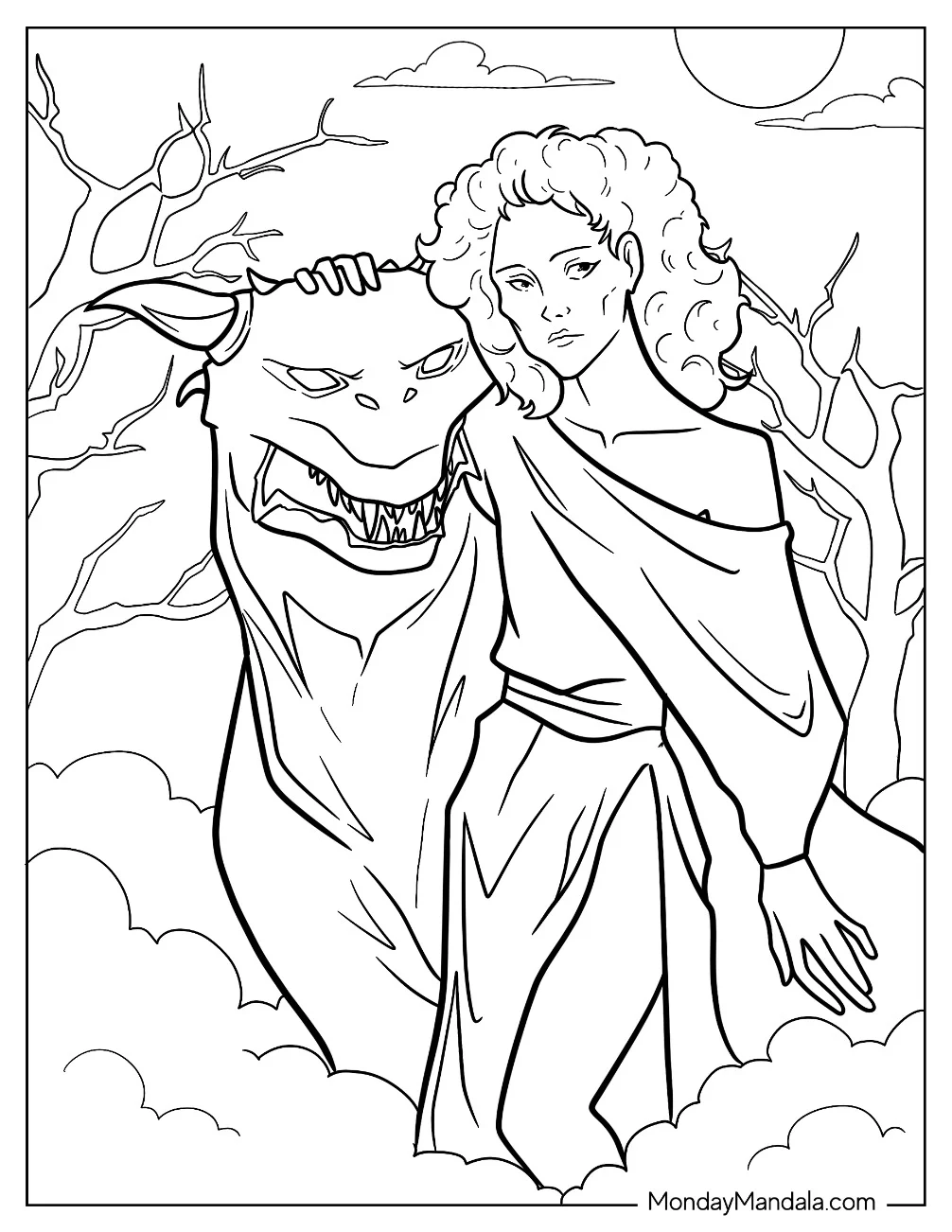 Ghostbusters Coloring Page Dana Barrett Holding Zuul coloring page