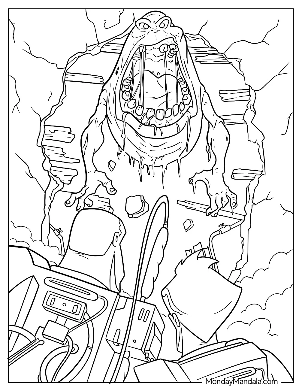Ghostbusters Coloring Page Fighting Slimer coloring page