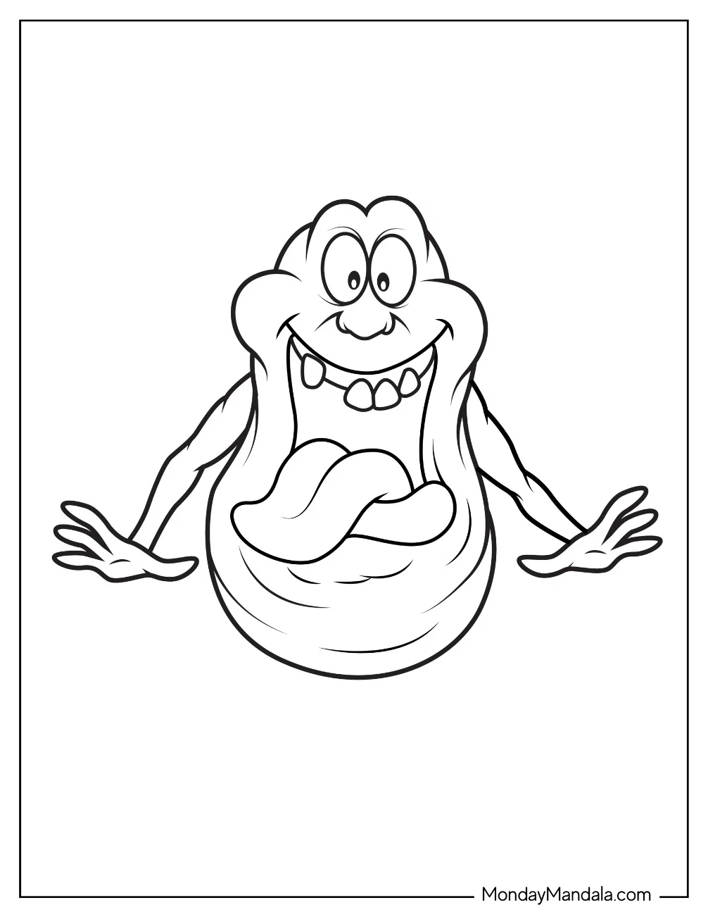 Ghostbusters Coloring Page Of Kawaii Slimer Smiling For Preschoolers coloring page